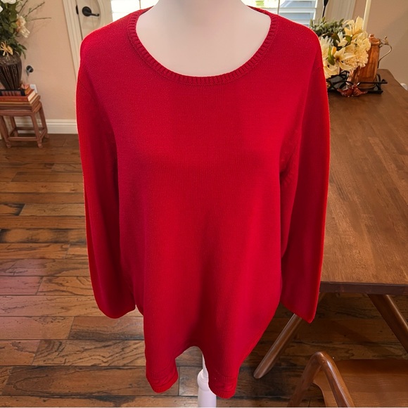 Lane Bryant Red Tight Knit 3/4 Sleeve Sweater Top, Size 18/20 - Picture 5 of 8